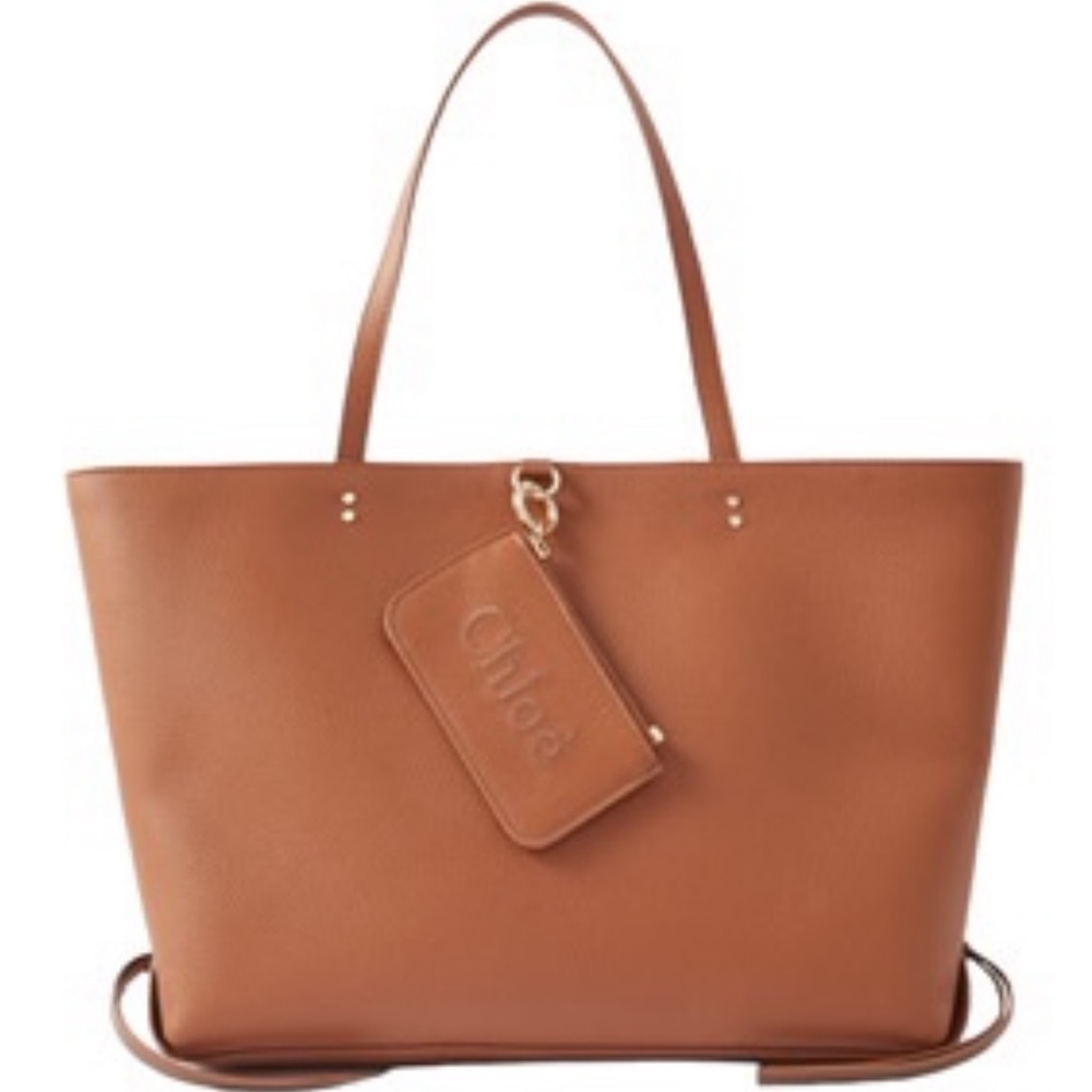 CHLOE Sense Tote Bag Cognac with Coin Pouch